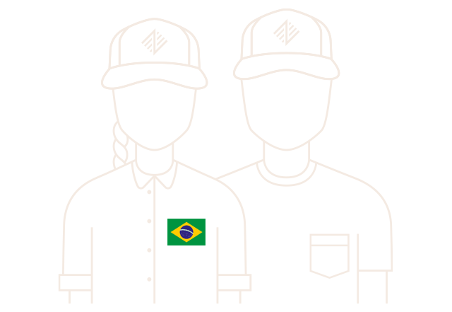 illustration of people in pivot bio hats with brazil flag
